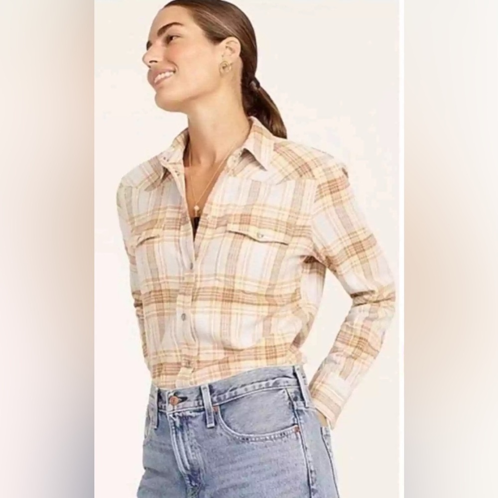 J.Crew Slim-fit western shirt in golden hour tartan flannel Size 4